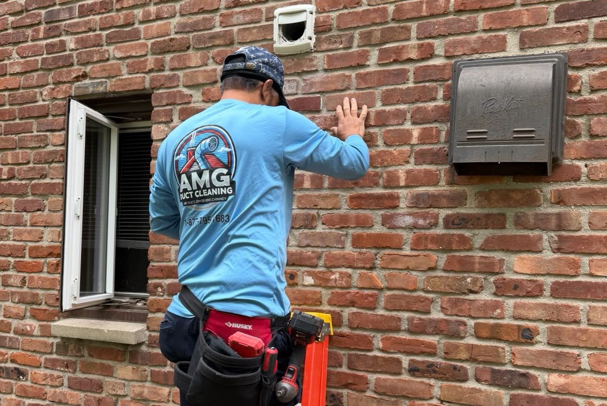 AMG Duct Cleaning Bridgewater technician servicing air ducts in a New Jersey home